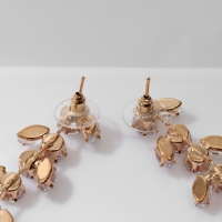 Серьги висячие со стразами «Гроздь» с листьями, цвет белый в золоте, 8 см Серьги висячие со стразами «Гроздь» с листьями, цвет белый в золоте, 8 см