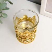 Подсвечник стекло, пластик на 1 свечу "Вьюнок" бокал на ножке золото 7,5х6х6 см Подсвечник стекло, пластик на 1 свечу "Вьюнок" бокал на ножке золото 7,5х6х6 см