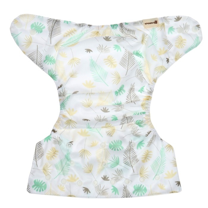 Многоразовый подгузник &laquo;Перья&raquo;, 3-15 кг, цвет белый, Крошка Я