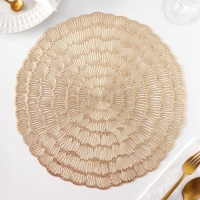 Салфетки сервировочные на стол Доляна &laquo;Бутоны&raquo;, d=38 см, 4 шт, цвет золото