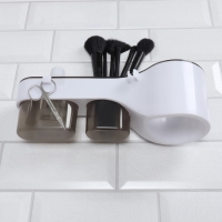 Органайзер для хранения, навесной, 3 секции, с клеевой основой, 28,7 &times; 10,5 &times; 8,5 см, цвет коричневый/белый