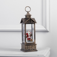 Светодиодная фигура &laquo;Фонарь с Дедом Морозом&raquo; 10 &times; 30 &times; 10 см, пластик, батарейки ААх3 (не в комплекте), USB, свечение тёплое белое