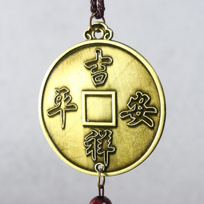 Музыка ветра металл "Китайская монета Инь-ян" 7 колокольчиков 47х6 см