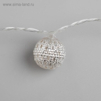 Гирлянда &laquo;Нить&raquo; 4 м с насадками &laquo;Шарик с узором&raquo;, IP20, прозрачная нить, 20 LED, свечение белое, 8 режимов, 220 В