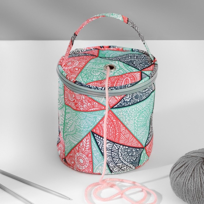 Сумка-футляр &laquo;Цветы&raquo;, 1 люверс, d = 14 &times; 14,5 см, цвет разноцветный