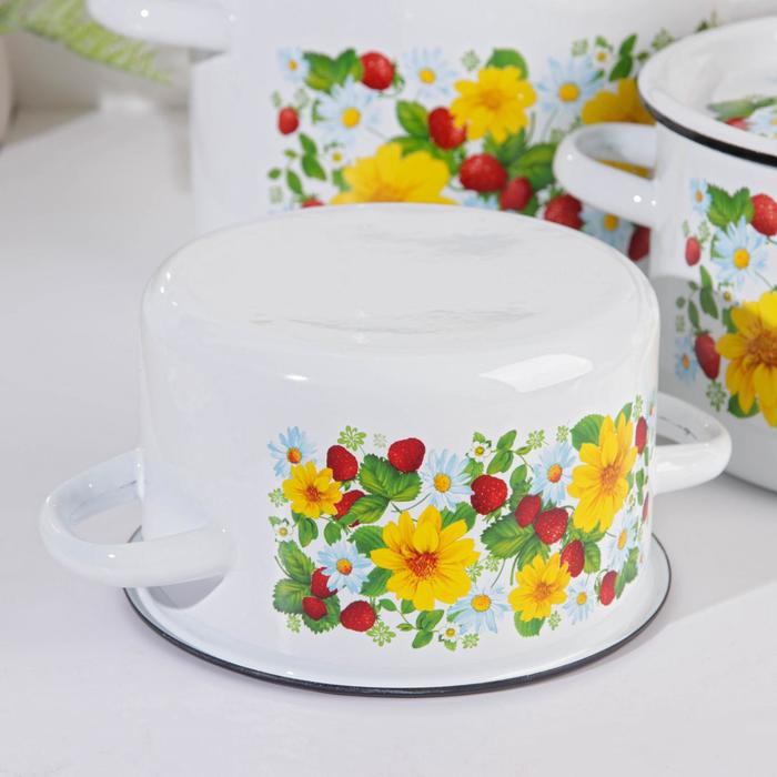 Набор кастрюль &laquo;Земляника&raquo;, 3 предмета: 1,5 л, 2,9 л, 4,5 л, индукция