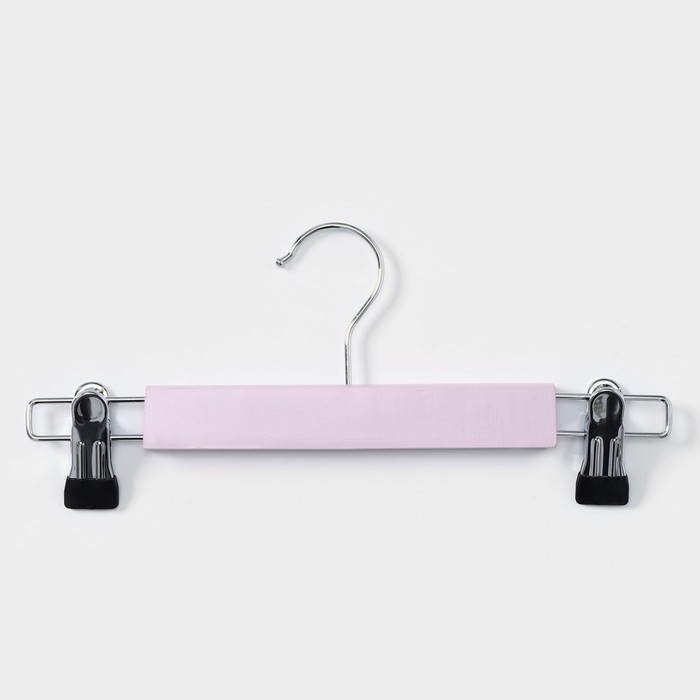 Вешалки для брюк и юбок LaDо́m Brillant, 28&times;12&times;2,8 см, 2 шт, деревянные, с зажимами, цвет розовый