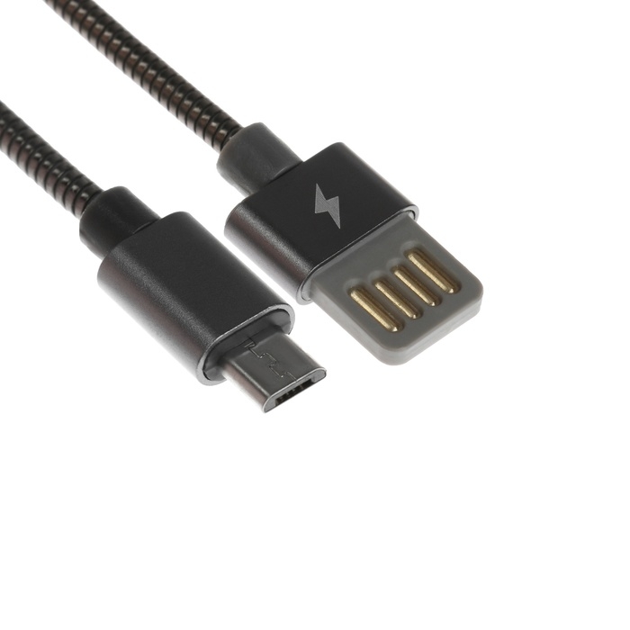 Кабель MicroUSB - USB, 2.1 А, металлическая оплётка, 1 метр, чёрный Кабель MicroUSB - USB, 2.1 А, металлическая оплётка, 1 метр, чёрный