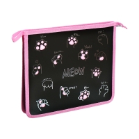 Папка д/тетрадей А5 молния сверху пластик 205*240 ПТ 73-12 дев Эмодзи лапки фольга 72733