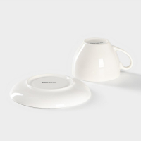 Чайная пара фарфоровая Доляна &laquo;Лаванда&raquo;, 2 предмета: чашка 250 мл, блюдце d=15 см, цвет белый