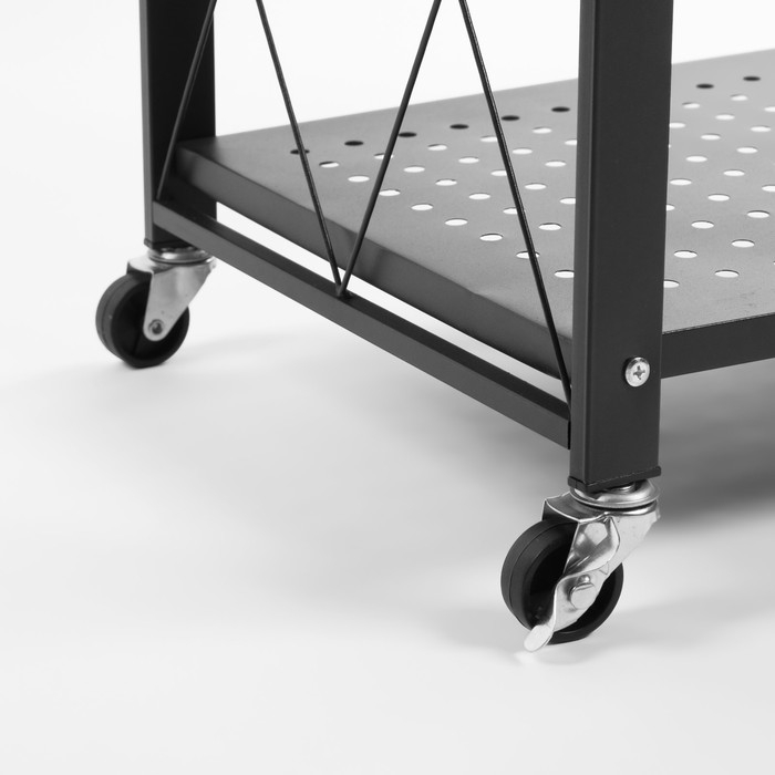 Стеллаж складной на колесах, 4 полки, 72&times;34&times;122см, цвет чёрный матовый