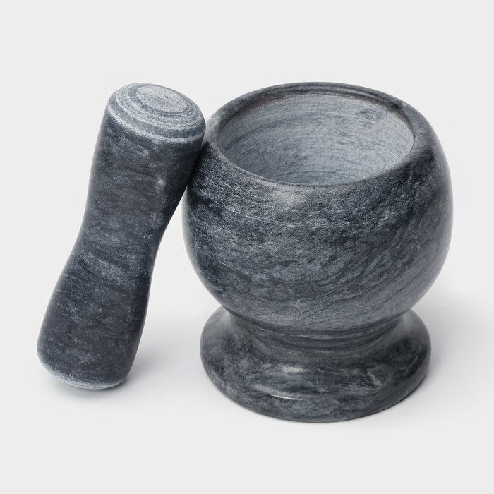 Ступка с толкушкой &laquo;Мрамор&raquo;, из натурального камня