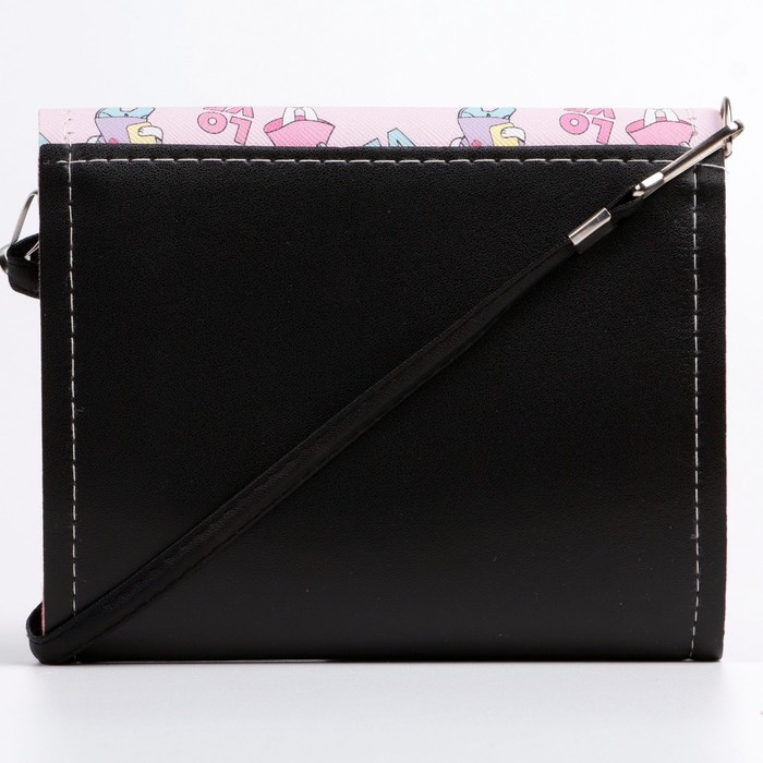 Сумка детская для девочки Сумка детская для девочки "Кошечка", на клапане, цвет чёрный/розовый, 15х4х12 см