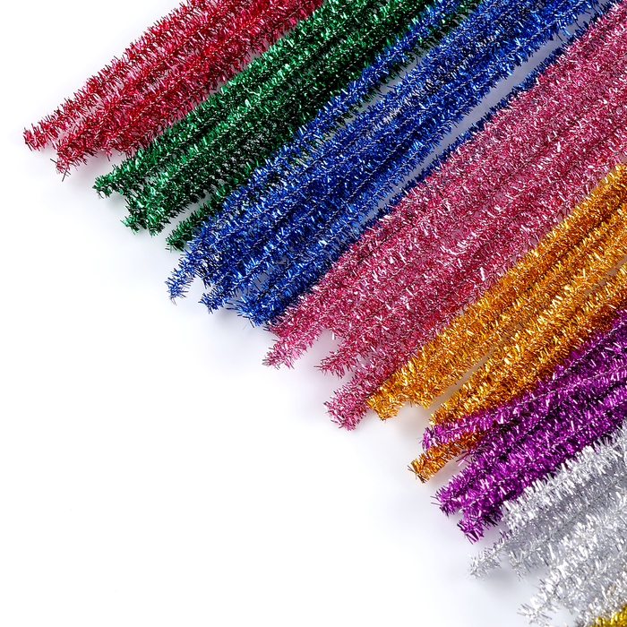 Проволока с ворсом для поделок и декорирования, набор 100 шт., цвета МИКС с блеском