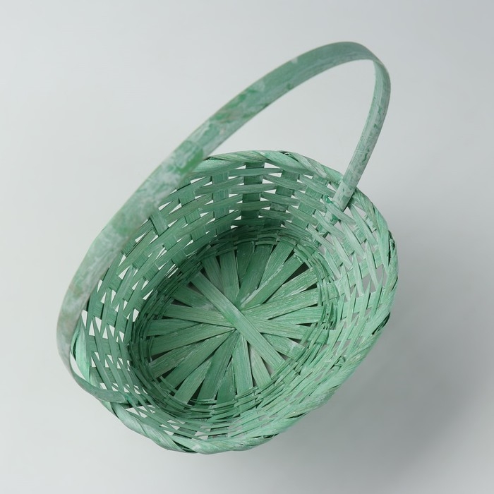 Набор корзин плетеных, 22х18х10/34 см, 24х19х10/36 см, 27х21х10/38 см, 3 шт, зелёные, бамбук 1029629