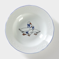 Тарелка фарфоровая глубокая &laquo;Гуси&raquo;, 250 мл, d=20 см, деколь МИКС