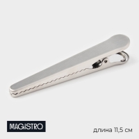 Зажим для пакета Magistro «Крокодил», 11,5 см, нержавеющая сталь, серебристый Зажим для пакета Magistro «Крокодил», 11,5 см, нержавеющая сталь, серебристый