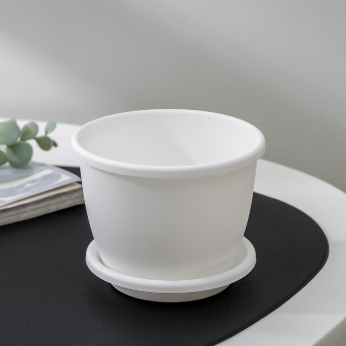 Горшок для цветов с поддоном «Афина», 500 мл, пластиковый, цвет белый Горшок для цветов с поддоном «Афина», 500 мл, пластиковый, цвет белый