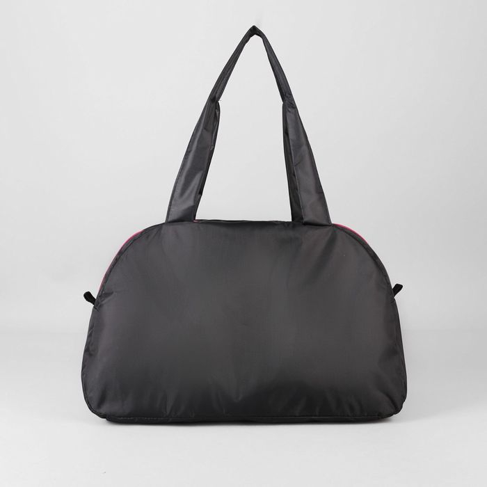 Сумка спортивная женская на молнии, наружный карман, средний размер, цвет чёрный/розовый