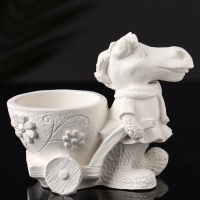 Фигурное кашпо "Лошадь с тележкой" 10х10х6 см