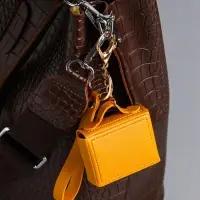 Брелок кожзам с карабином, с ремешком "Сумочка" жёлтый 6,2х2,5х7 см