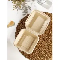 Ланч - бокс для бенто - торта и бургера Доляна, 450 мл, 14.5&times;14.5 см, неразъёмная крышка, сахарный тростник