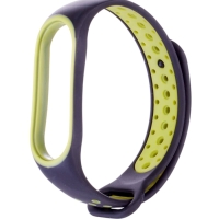 Ремешок Luazon для фитнес-браслета Mi Band 5/6/7, с перфорацией, чёрно-зелёный