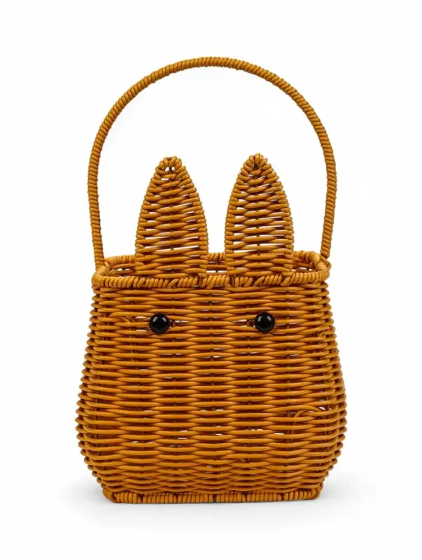 Корзина пластик 17 х 17 х 17 см, ручка16 см металл каркас Заяц, коричневый