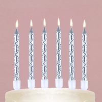 Свечи для торта, серебро, 12 шт., 11 х 0,5 см