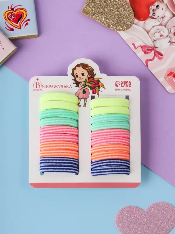 Резинки для волос &laquo;Аделия&raquo;, набор 20 шт., колор полосы, 3 см, МИКС