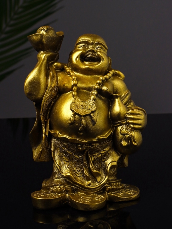 Статуэтка Статуэтка "Хотей со слитком" 15 см, цвет золото