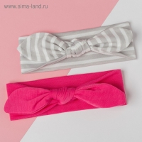 Набор повязок на голову Крошка Я "Полоска" розов/серый р-р 46-48 Набор повязок на голову Крошка Я "Полоска" розов/серый р-р 46-48