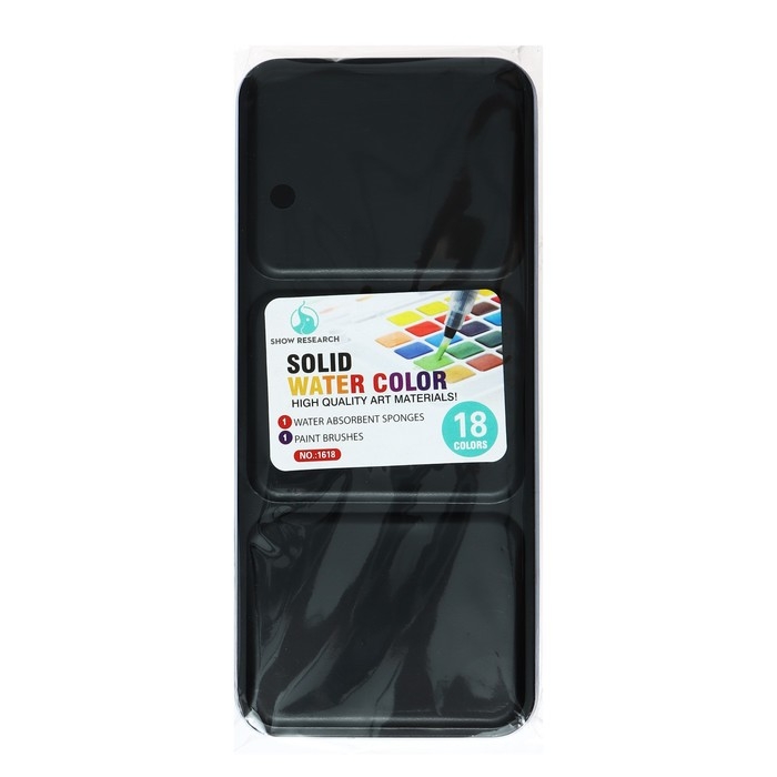 Краски акварельные, в кюветах, с кистью, 18 цветов