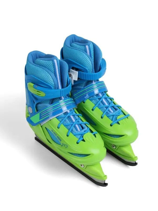 Коньки детские раздвижные BlackAqua, р. 34-37, для фитнеса, зелёные, синие