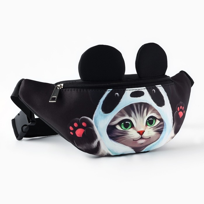 Сумка поясная детская для девочки "Котик в шапочке", 31х13х10 см