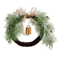 Декоративный венок &laquo;Ель с колокольчиком&raquo;, d=55 см, 30LED, от батареек CR2032&times;2, свечение тёплое белое