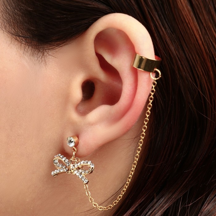 Серьга &laquo;Кафф&raquo; бантик, цвет МИКС