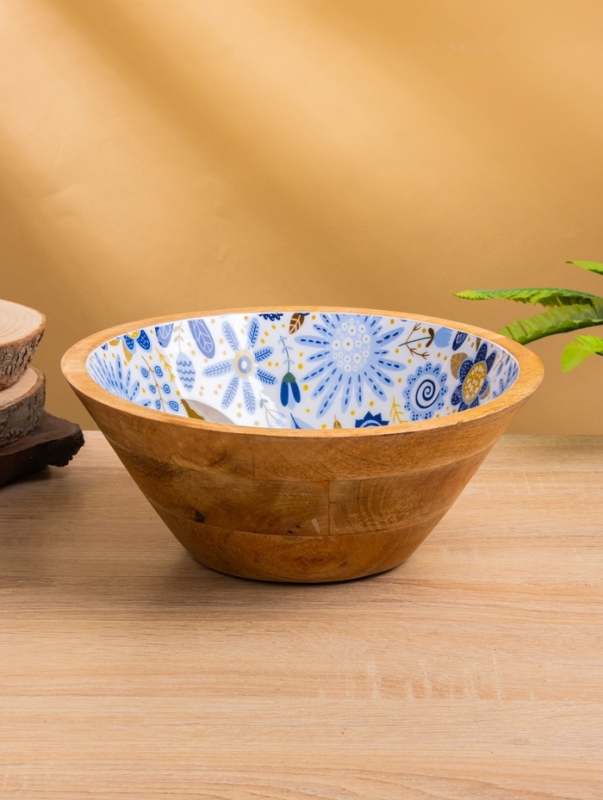 Салатник "Васильки" дерево манго 25х25х10 см