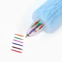 Ручка многоцветная 6 цветов пушистая Стич , синяя