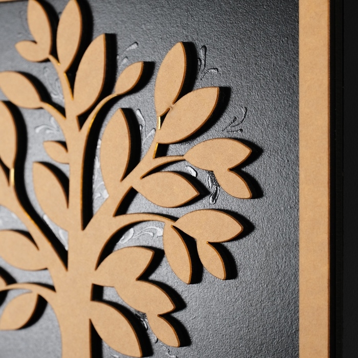 Ключница дерево "Дерево" чёрная, зеркальная 6х22,3х29,5 см