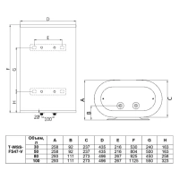Водонагреватель накопительный, 30 литров, T-WSS30-FS47-V