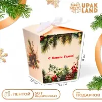 Бонбоньерка, новогодняя подарочная упаковка &laquo;Зимние шишки&raquo;, 7.5&times;8&times;7.5 см