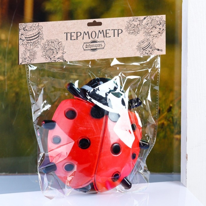 Пластиковый термометр оконный Пластиковый термометр оконный "Божья коровка" в пакете