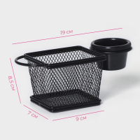 Корзинка для картофеля фри Доляна &laquo;Ночь&raquo;, 10&times;8&times;8,5 см, с соусником d=9,5 см, цвет чёрный