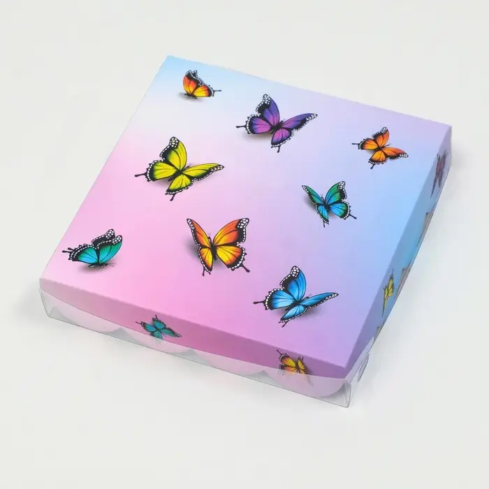 Коробка для печенья, &laquo;Бабочки в небе&raquo;, 15&times;15&times;3 см