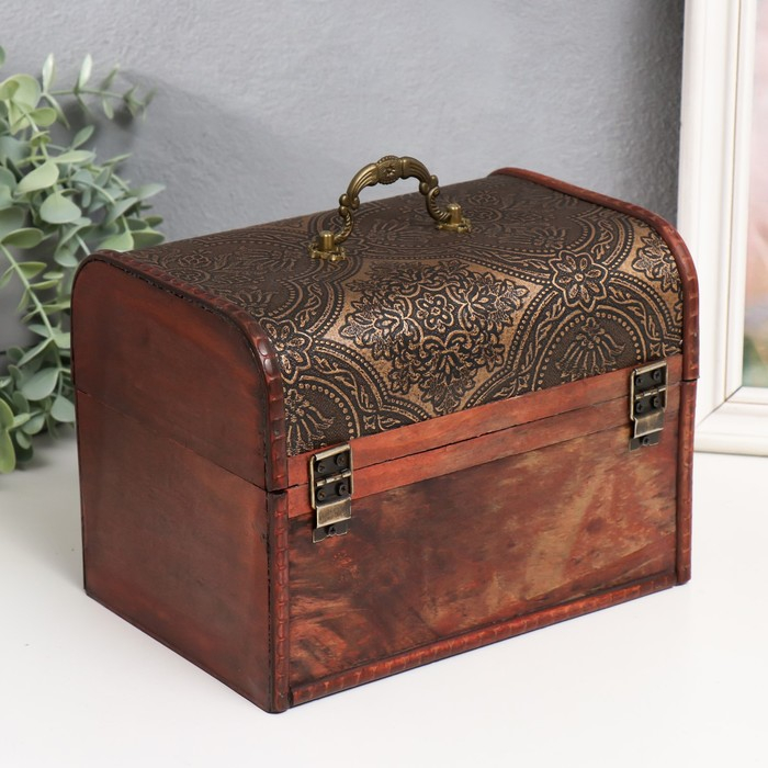 Шкатулка дерево сундук "Золотой орнамент" н-р 3 шт 7,5х12х6,5 11,5х17х10,5 16,5х22,5х15,5 см