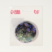 Зеркало складное &laquo;Цветы&raquo;, d = 7,2 см, с увеличением, цвет чёрный/фиолетовый