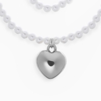 Кулон с жемчугом &laquo;Сердце&raquo; бусина №6, цвет белый в серебре, 45 см