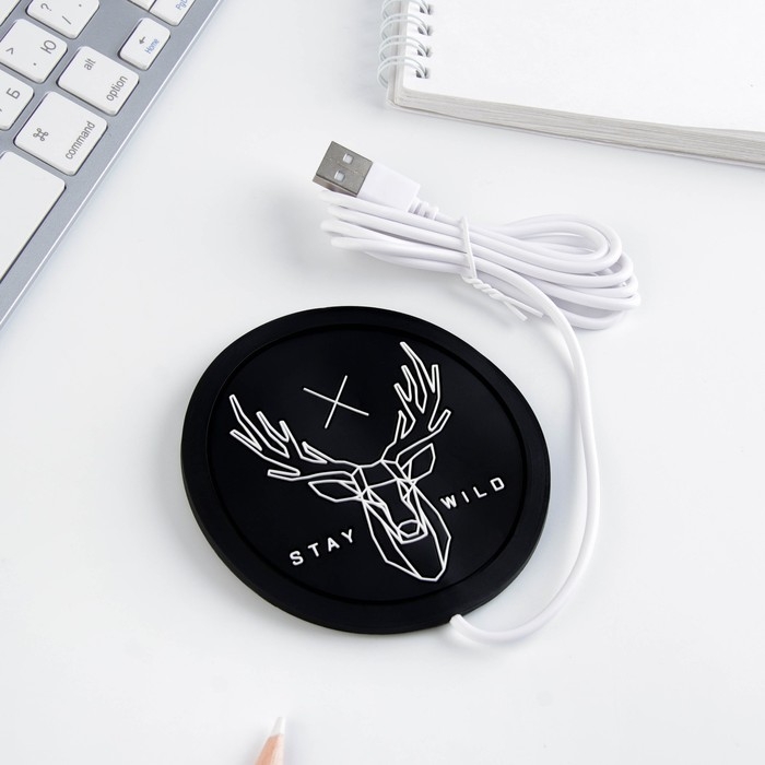 Подставка для кружки USB &laquo;Stay wild&raquo;, подогреватель, 10 &times; 10 см