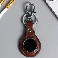 Брелок под нанесение кожзам, металл "Жетон" размер окна d=2,7 см, коричневый 11х4,5х0,7 см   1090438